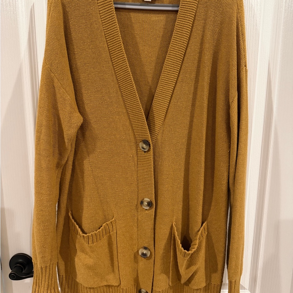 LOFT Mustard Button-Up Cardigan